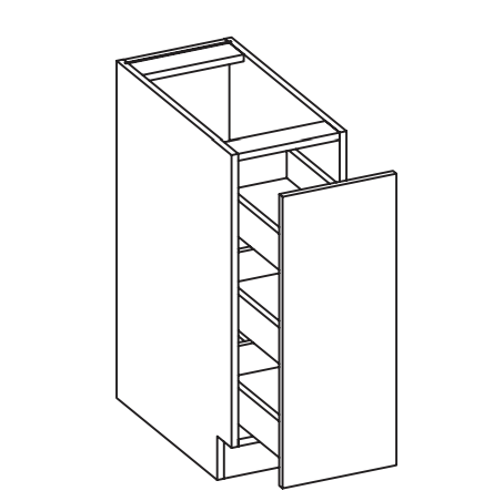 A tall cabinet with pull-out shelves and a front door.